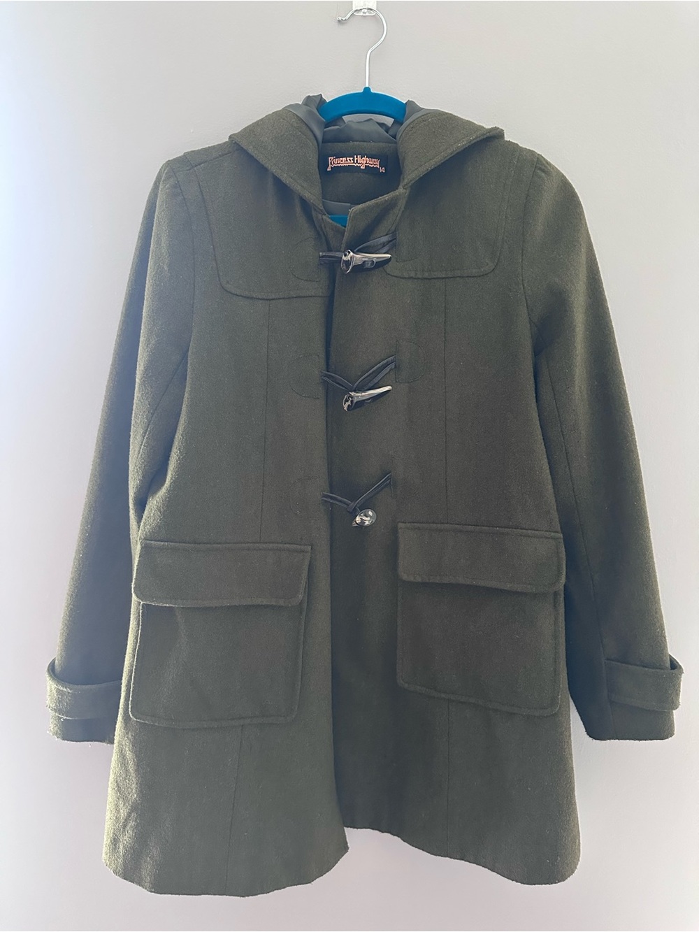 Princess Highway Olive Toggle Wool Coat